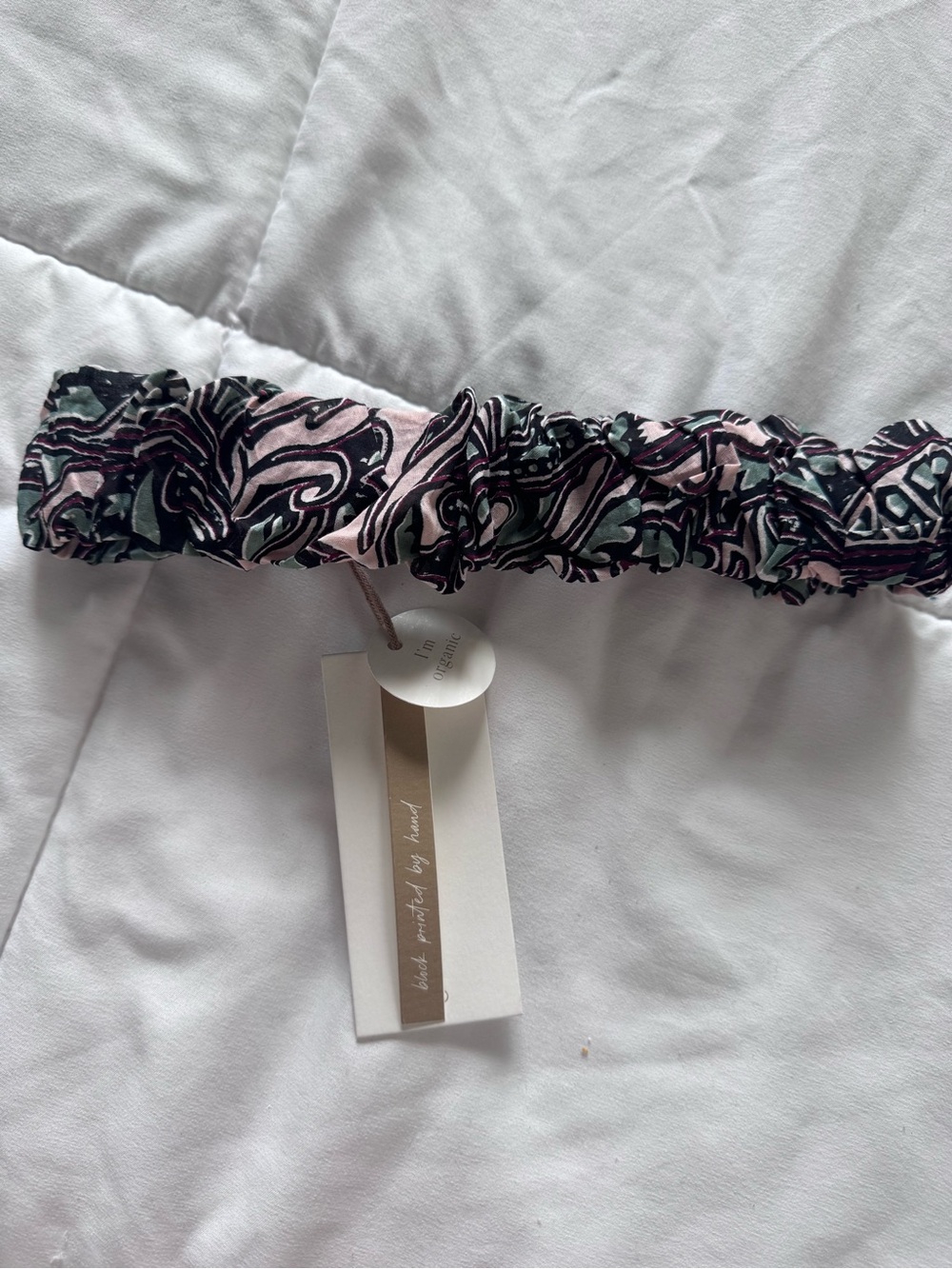 Printed Ruched Headband in Pink and Black - Unbranded
